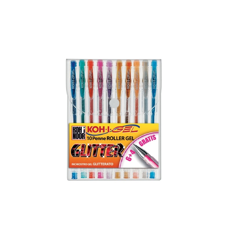 PENNA KOH-I-NOOR GEL COLORATA GLITTER 10 PZ