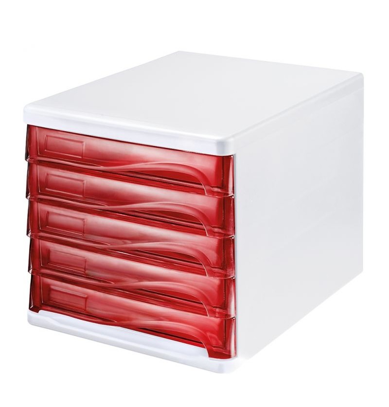 CASSETTIERA THE WAVE 5 CASSETTI Rosso