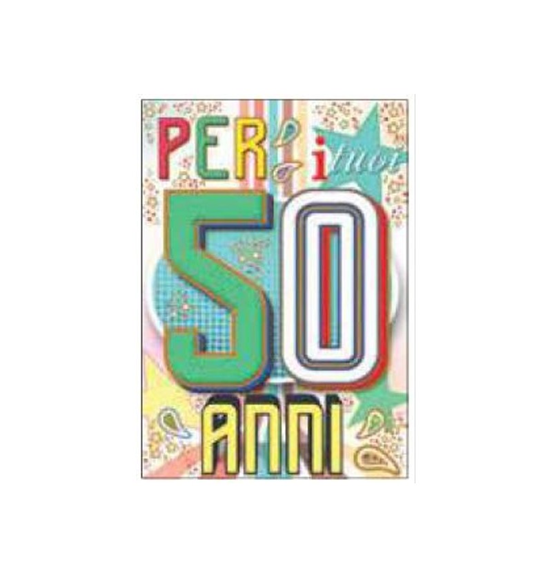 BIGLIETTO COMPLEANNO ANNI 50 FA00179 BC/D